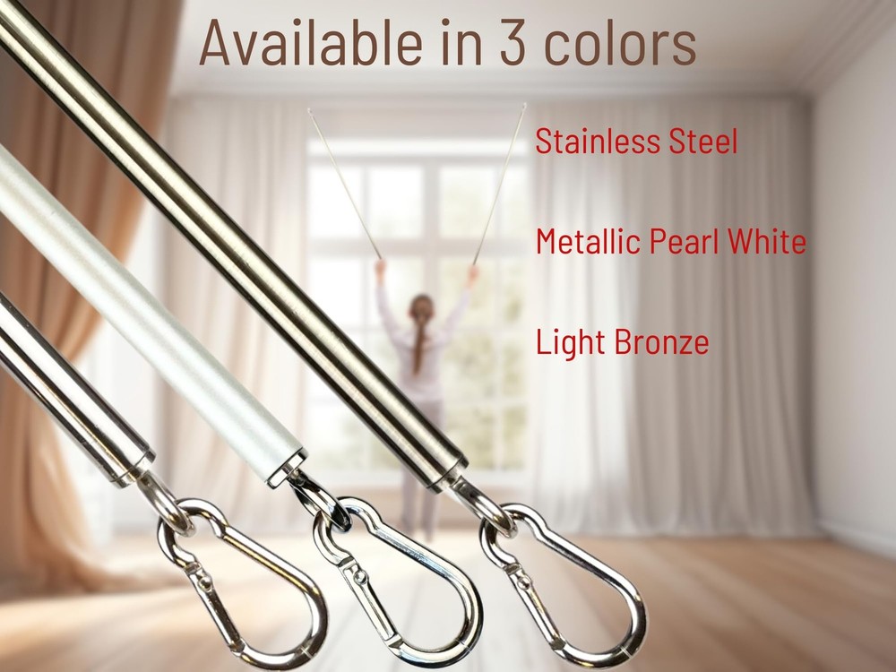 36 inch (2 Pack) Pearl White Iron Curtain Pull Wand - Strong Drapery Pull Rod...