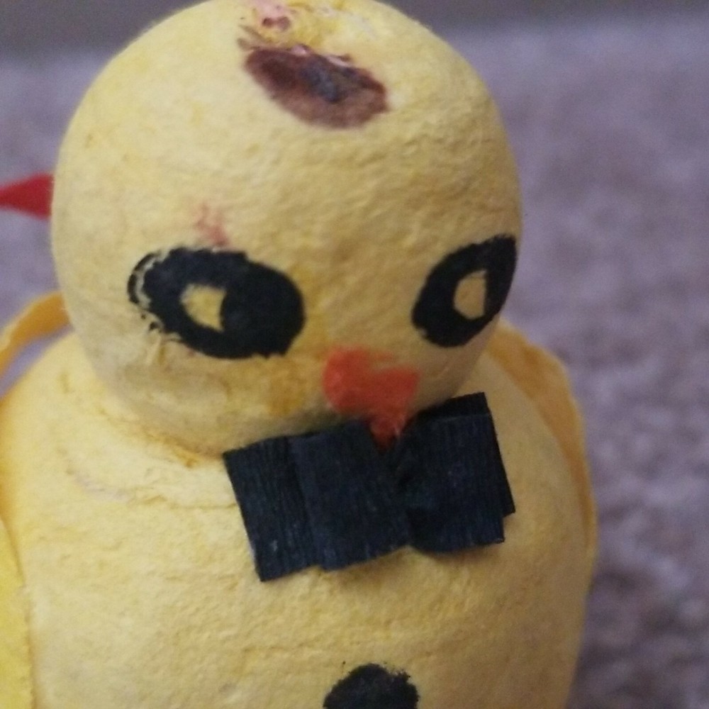 Antique Paper Mache Easter Chick Party Decor Container Germany Vintage