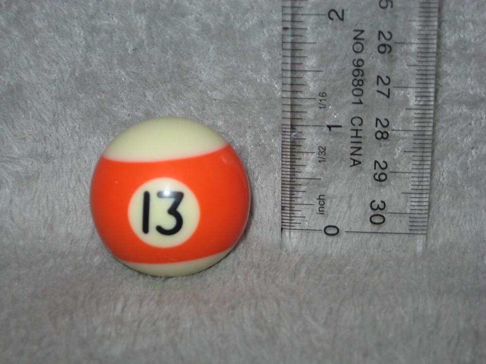 Mini Pool Ball #13 Orange Stripe 1.5" Diameter Miniature Billiard Replacement