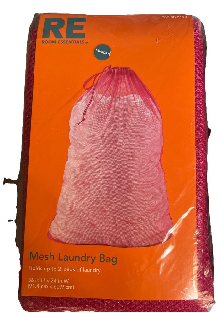 Room Essentials Mesh Laundry Bag 36in. x 24in. Large Drawstring Raspberry Red 2x