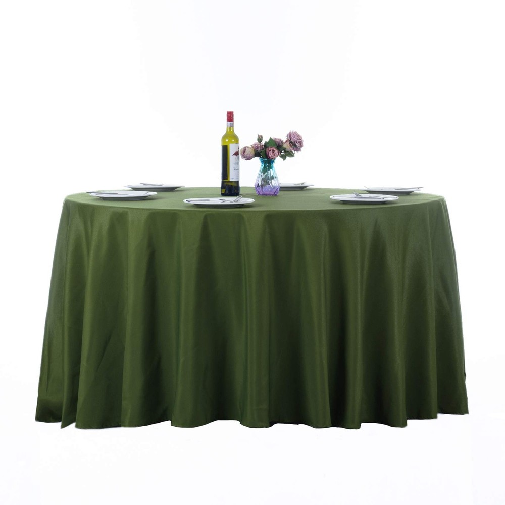 2-Pack 132-inch Round Polyester Tablecloth for Wedding Banquet Willow Green