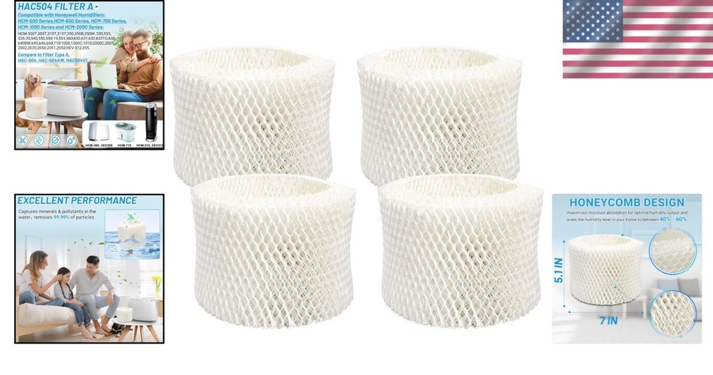 Humidifier Filter Replacement Pack for Honeywell 4 Pack Water Filters