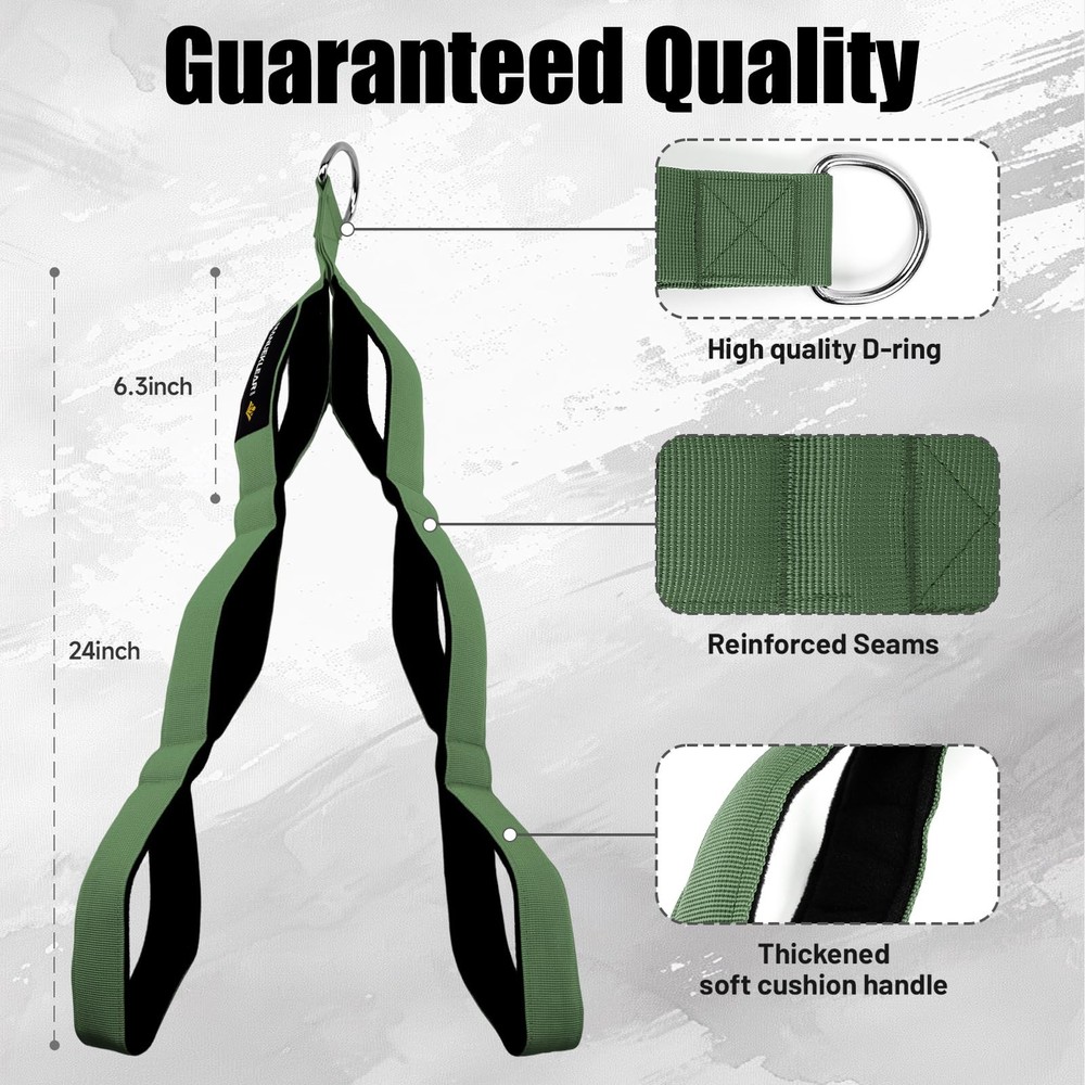 Tricep Rope Cable Attachment Handles Green for Push Downs Crunches Facepulls