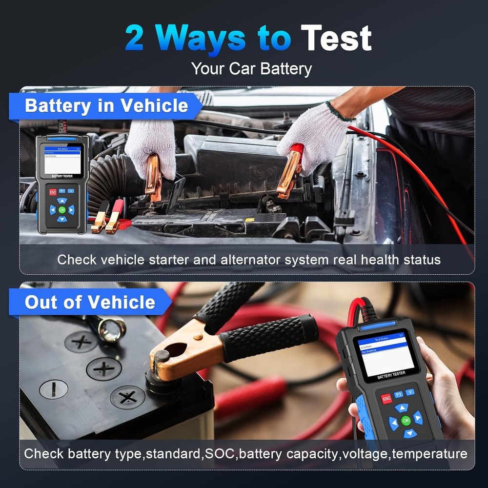 Car Battery Tester 12V 24V Trucks Battery Load Tester Charging System Analyzer