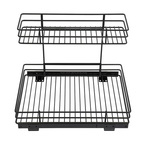2-Tier Pull-out Cabinet Storage Rack, Sliding Out Storage Rack Under Sink, Black