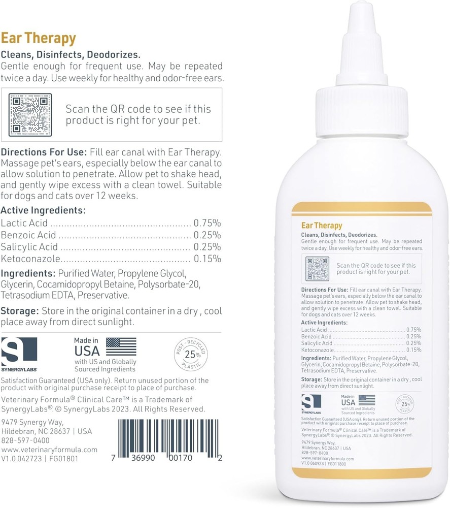Ear Cleaner for Dogs & Cats, Gentle Ear Cleaning Solution for Sensitive Ears,...