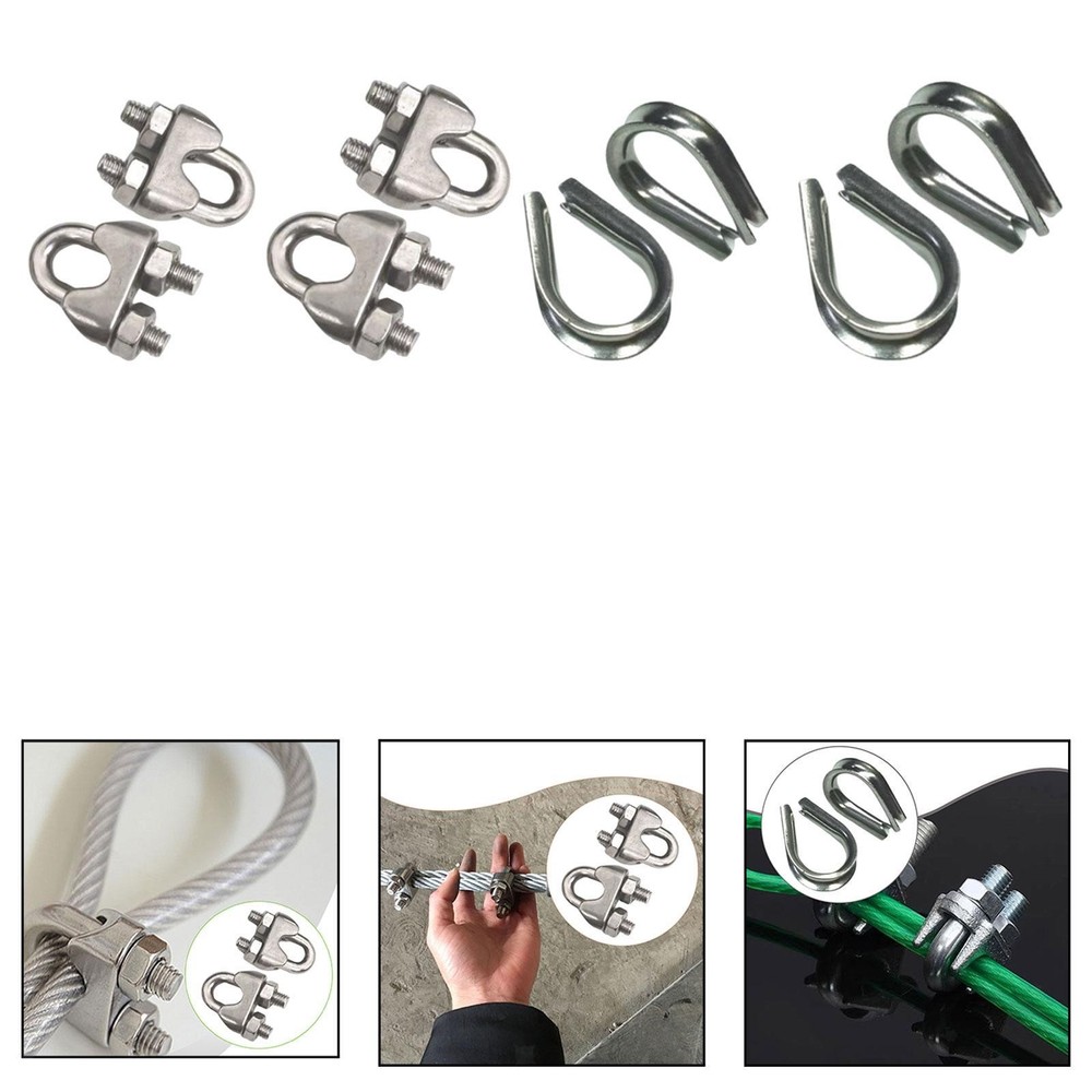 2Pcs Wire Rope Clamps Fastener Hardware Cable Clips for Cable Fitting Fences