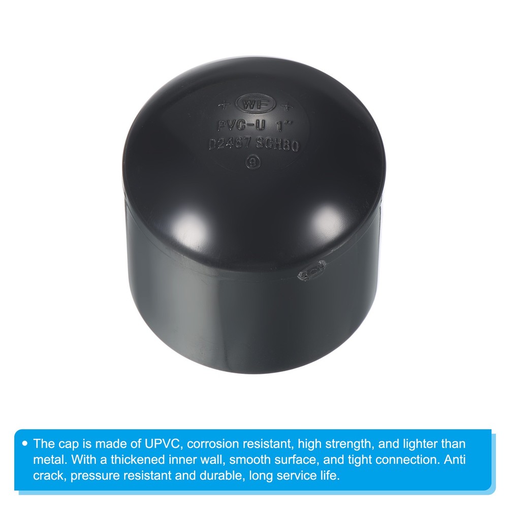 1" UPVC Pipe End Cap Fitting, 2 Pack Plug Socket Adapter Smooth Finish