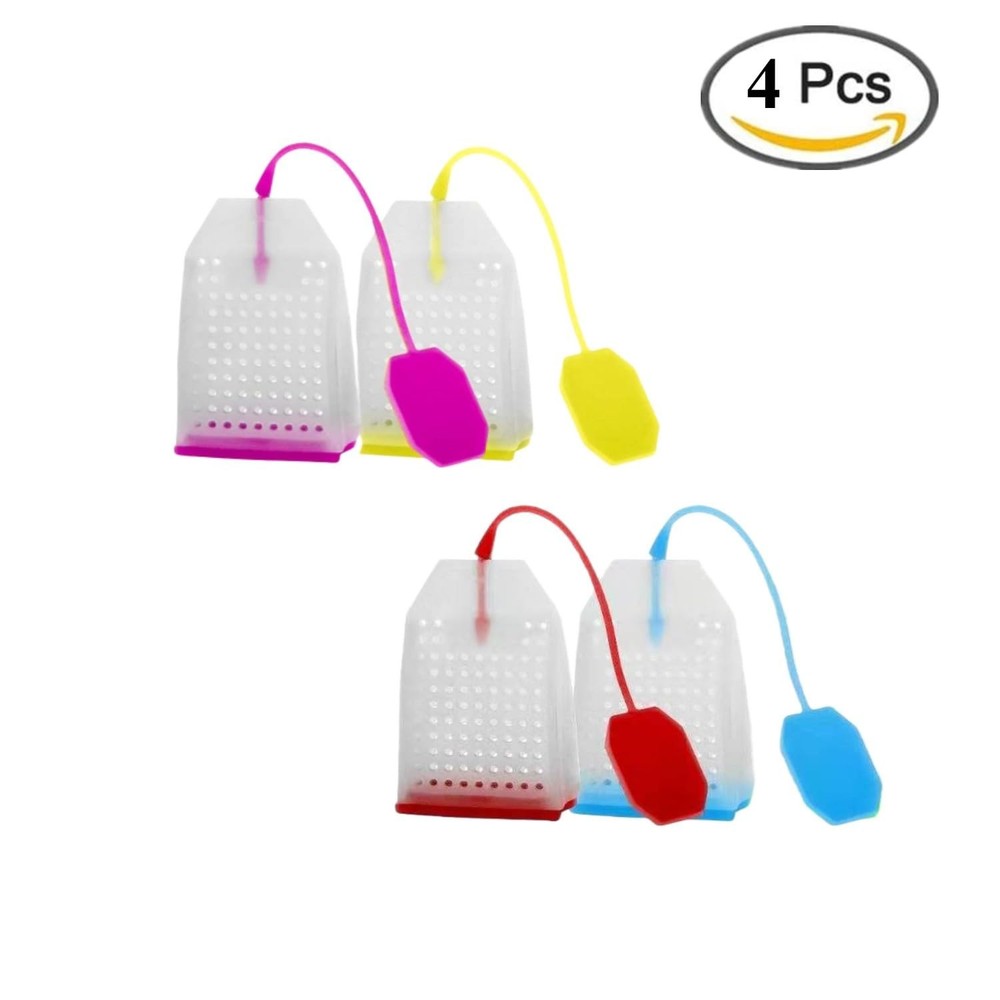 4 Pack Silicone Tea Infusers,Loose Leaf Tea Filter Bags Strainer with Long Ro...