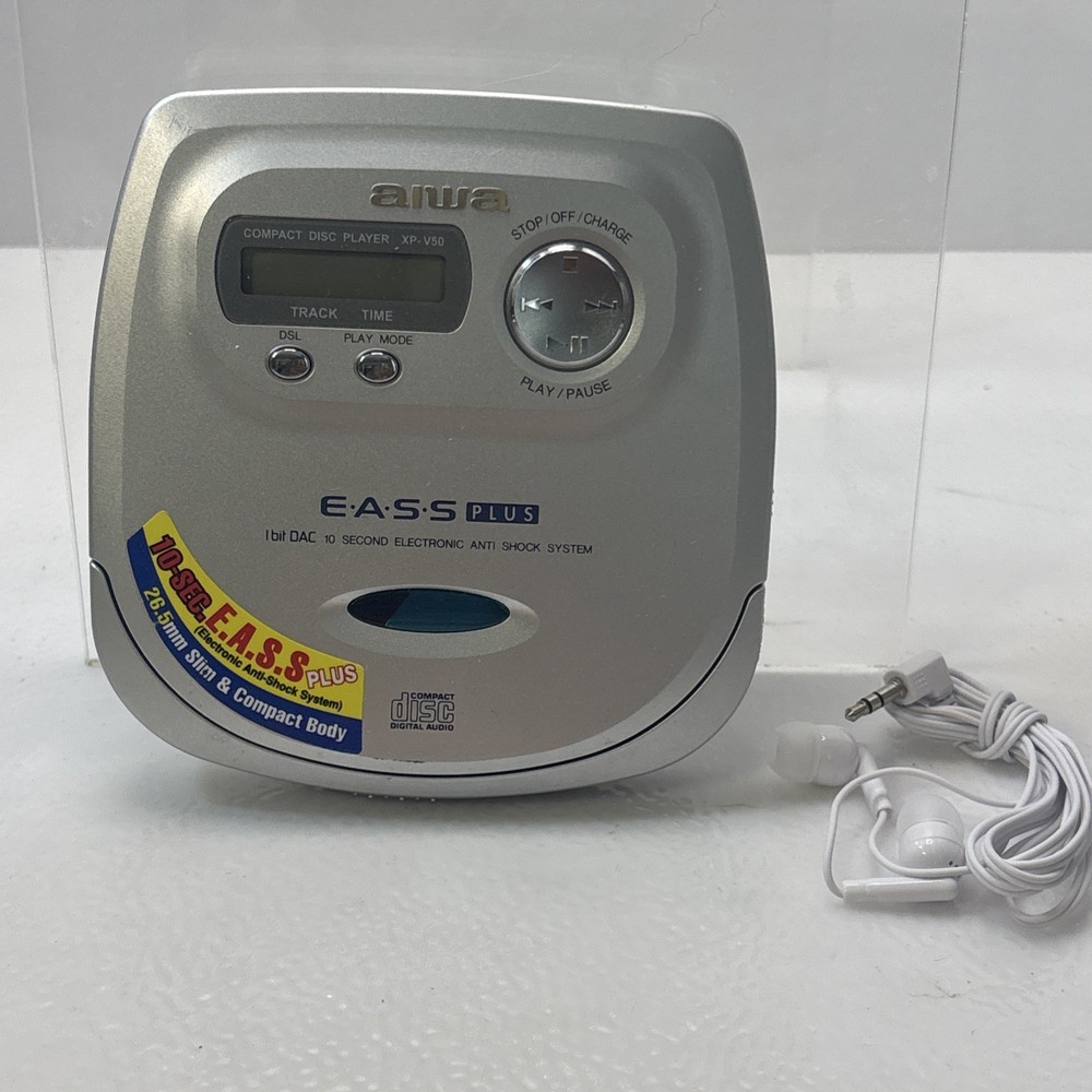 Portable CD Player AIWA XP-V50 Tested Working Retro Compact Disk Disc +earbuds