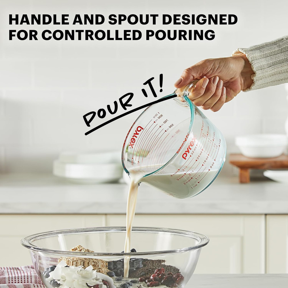 Essentials (2-Pack) Glass Measuring Cups Set, (1 & 2 Cup) Measuring Cups for Pre