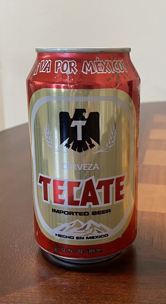 Tecate Va Por Mexico! fireworks flag scene Empty Beer Can Bottom Opened