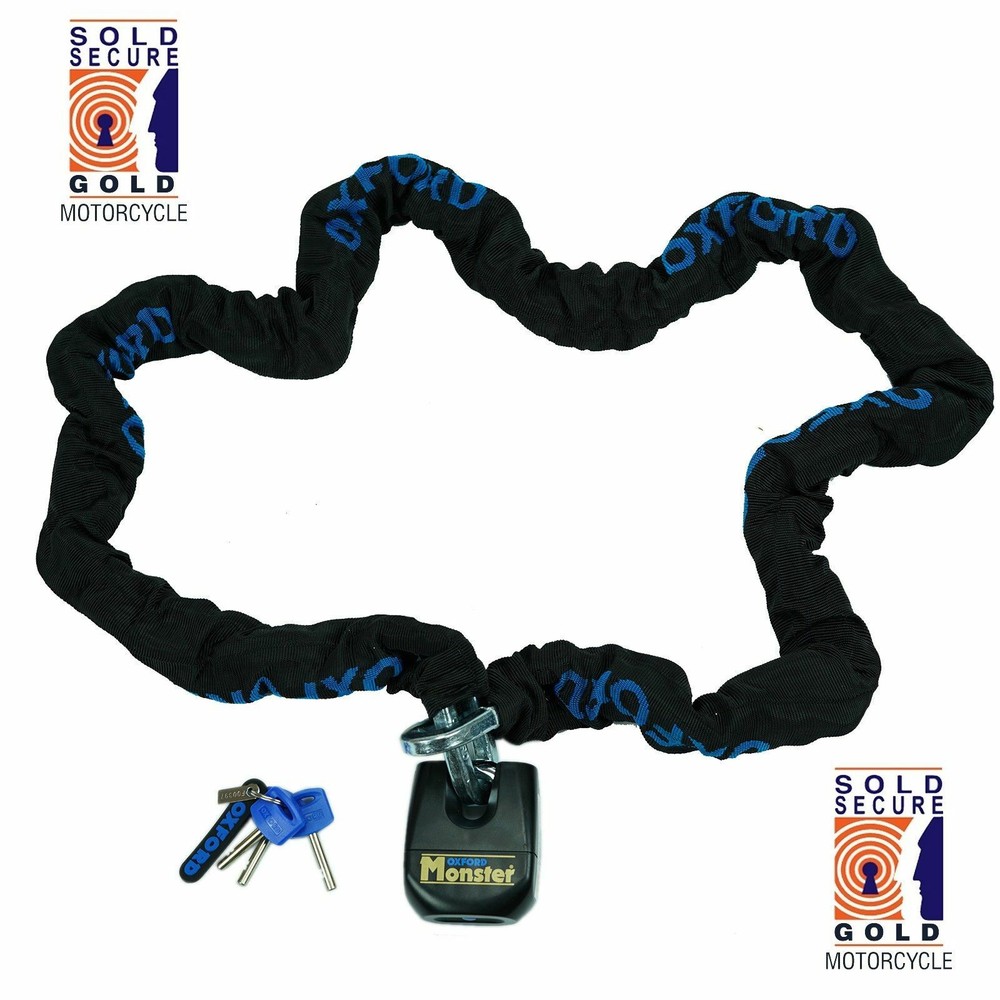 Oxford Monster Security 2m Chain and Padlock - Sold Secure Gold