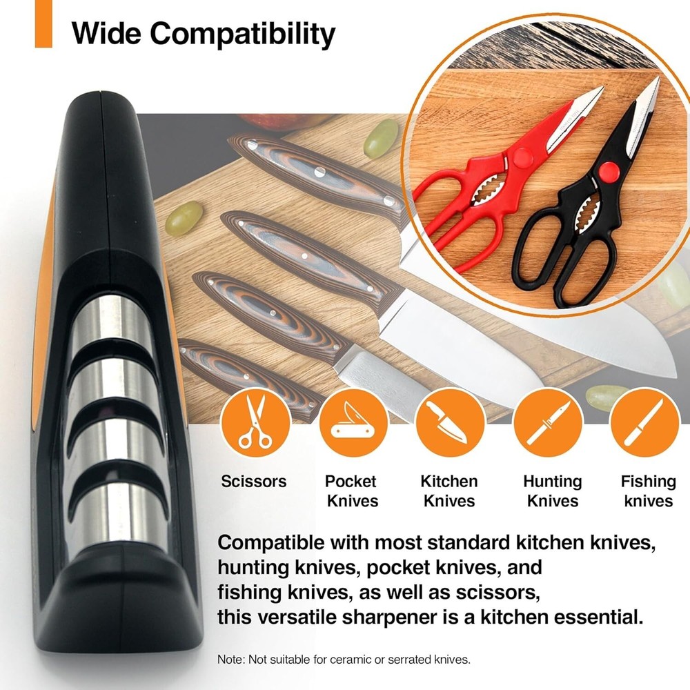 Premium-Ceramic-Knife-Sharpener - Versatile Kitchen Knife Sharpener Tool, Ideal
