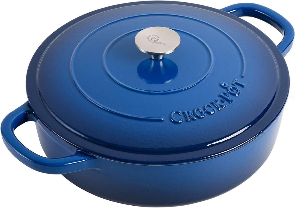 Pot Enameled Cast Iron Braiser W/ Lid 5-Quart Durable Cookware Kitchen