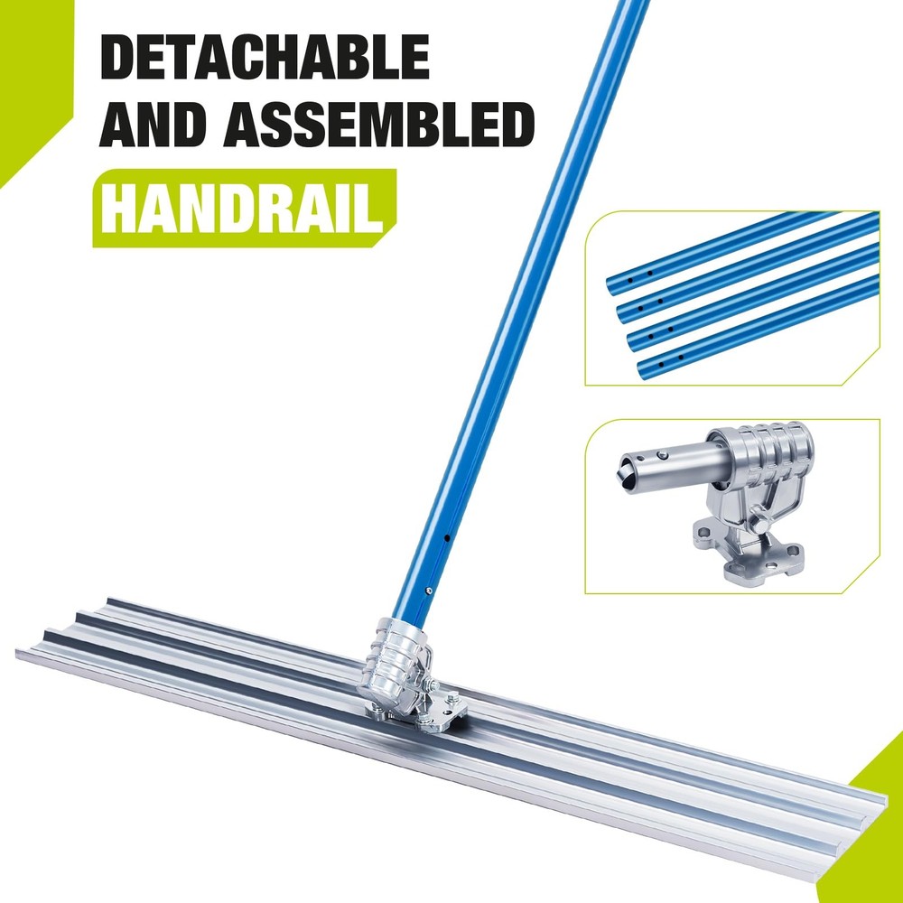 Aluminum 48"x8" Bull Float Concrete Tools with Adjustable Bracket & 4 Handles