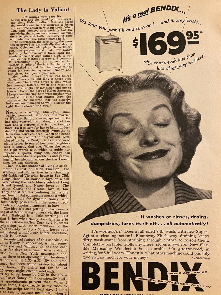 Bendix Wondertub, Vintage Print Ad