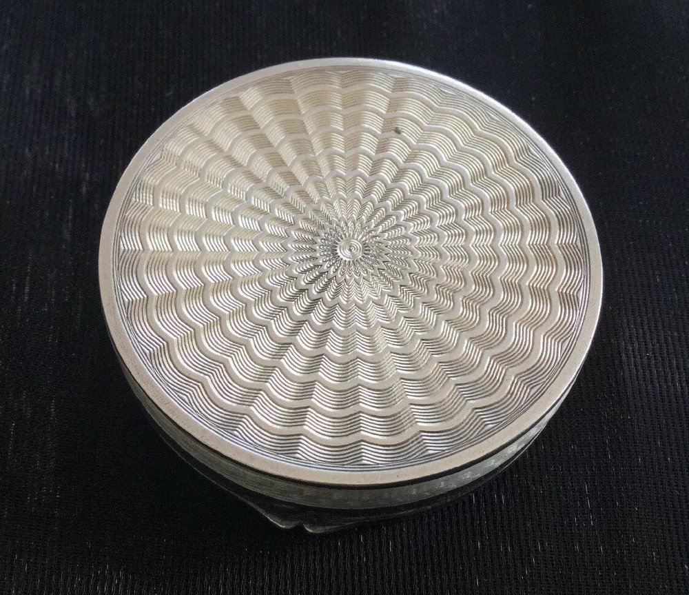 Silver and Enamel Snuff Compact or Pill Box .925 Glasgow Import Mark