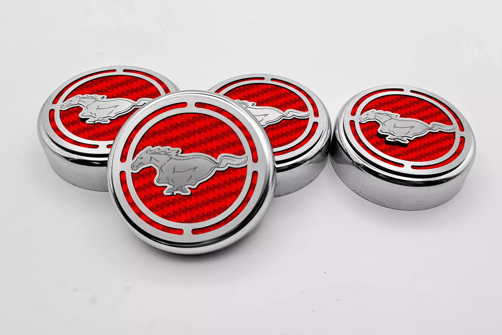 2015-2025 MUSTANG - FLUID CAP COVER AUTOMATIC TRANSMISSIONS ONLY, PONY LOGO 4PC
