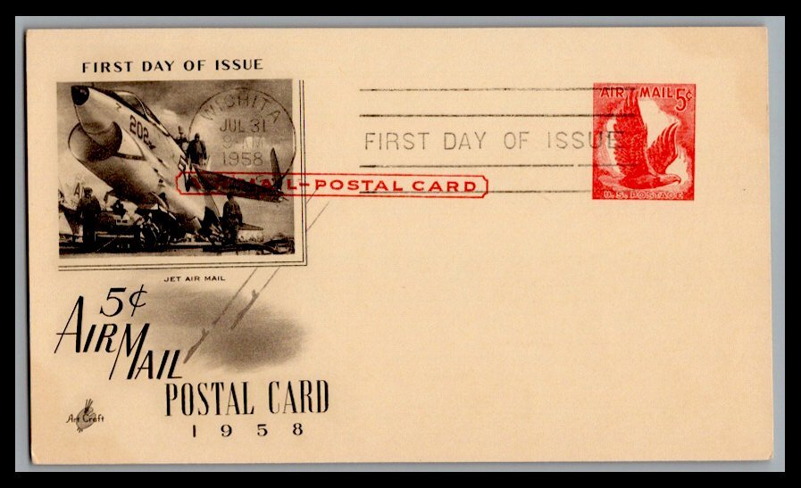 US FDC # UXC2 5c Red Eagle  ArtCraft  1958, 9p1255