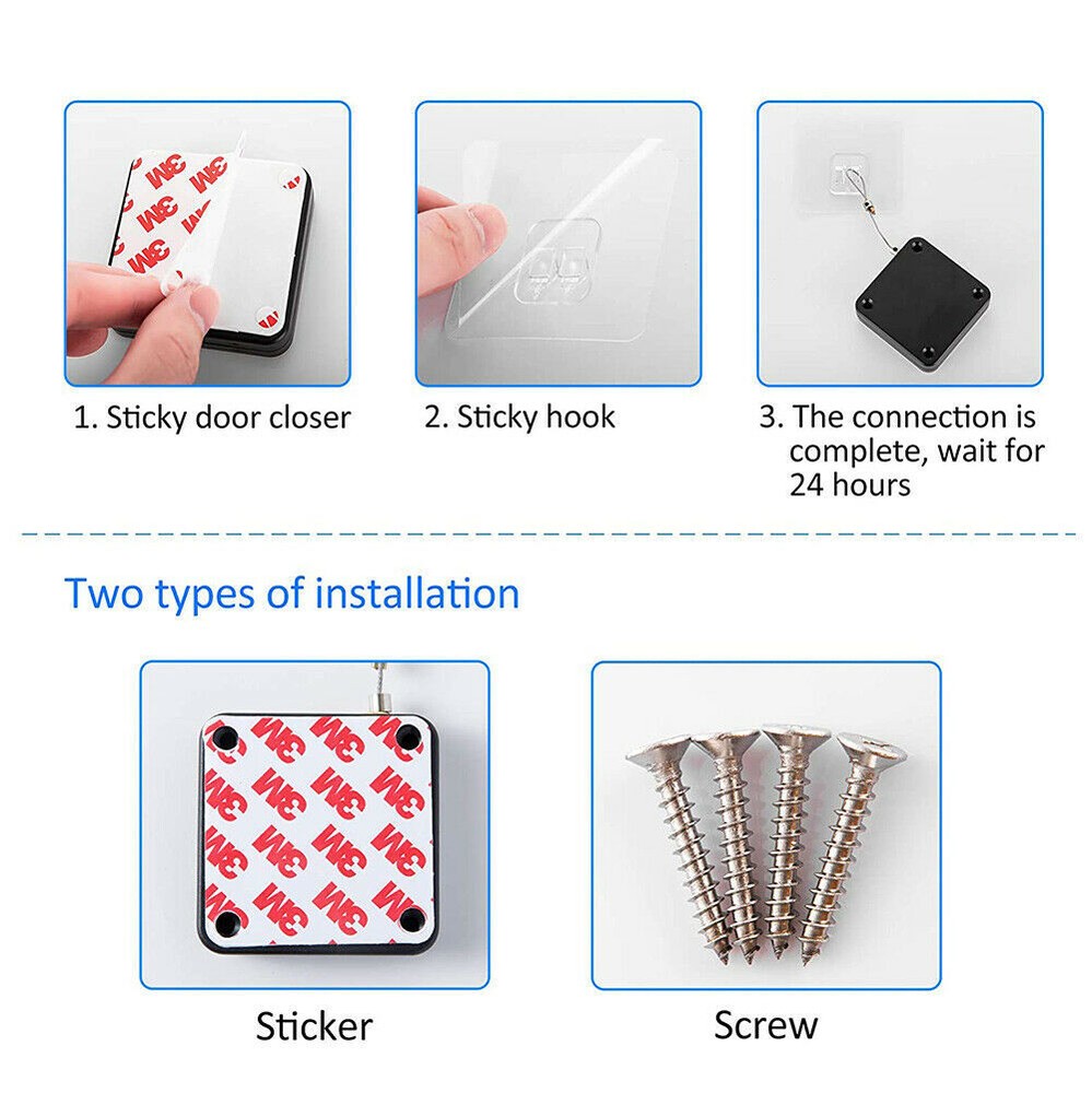 2Pcs Multifunctional Punch-Free With Drawstring Automatic Sensor Door Closer