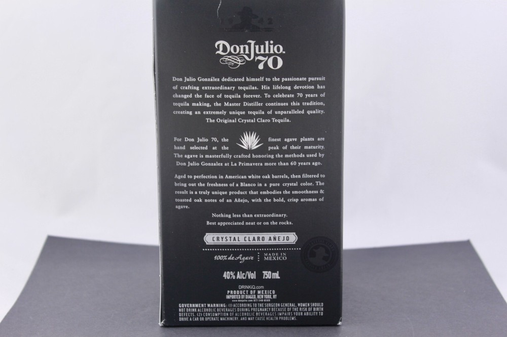 TEQUILA DON JULIO 70 EMPTY BOTTLE AND BOX – MINT