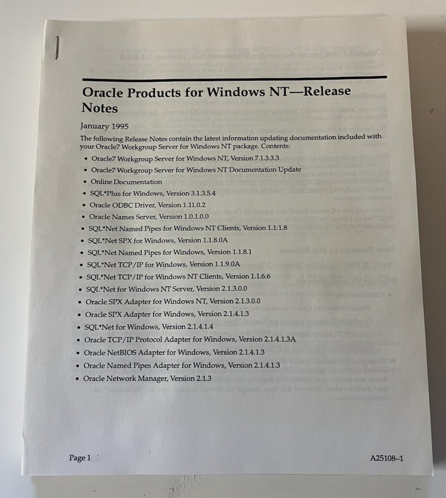 Oracle7 Workgroup Server Release 7.1 For MS Windows NT New Never Installed "OB"