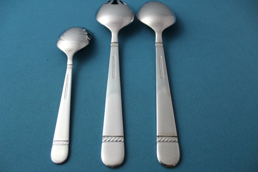 Reed & Barton BRIGHTON Serving (3pc Set) Tablespoon Pierced Glossy 18/8 Korea