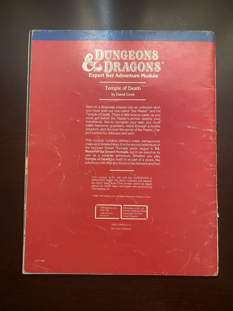 D&D TSR Adventure Module “Temple Of Death”