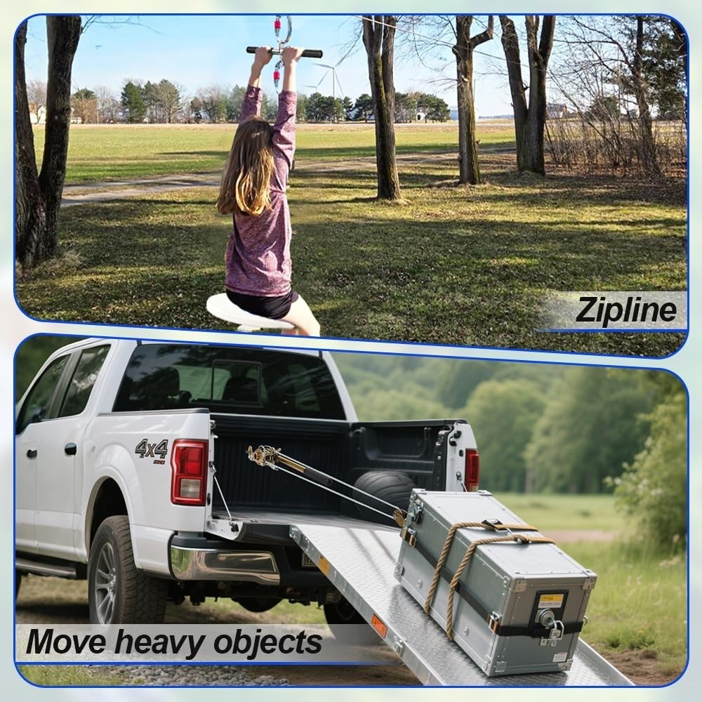 Zipline Tensioning Kit, Cable Winch Puller with Cable Grip Steel Wire Puller ...