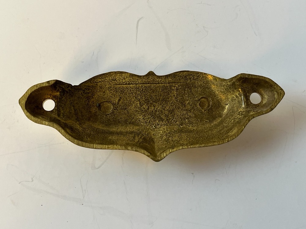 Vintage Metal Bin Pull Drawer Hardware Handle Victorian Ornate Gold 4"