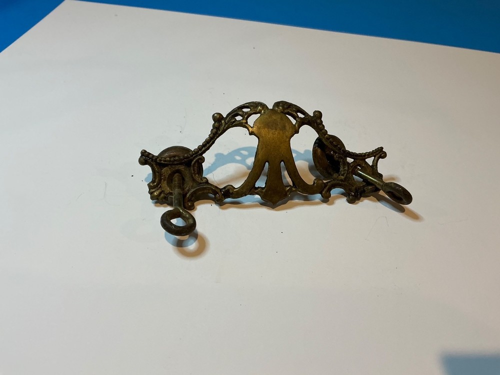 Lot of 2 Antique Brass Drop Bail Drawer Pulls. Does not Include Bails. B2