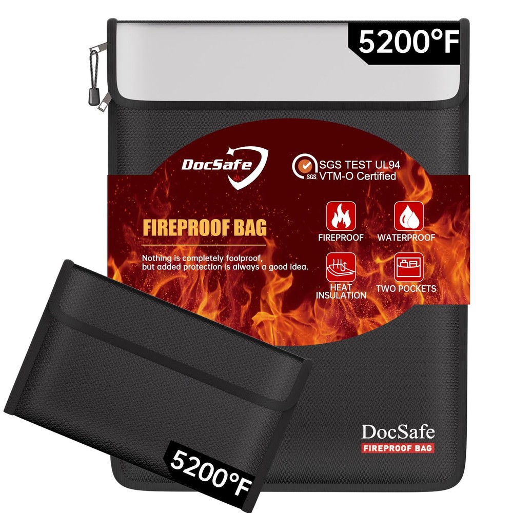 Fireproof Document Bag (5200℉) with Fireproof Organizer Travel Case,Heat Insu...