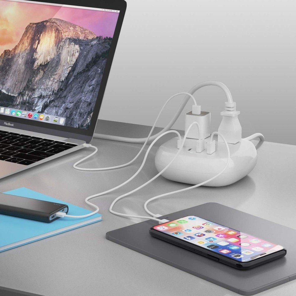 Ceptics USB C Power Strip, Compact Surge Protector with Grounded Dual USB and...