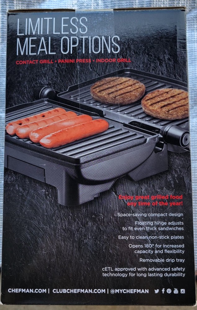Chefman Multifuncional 180º Grill + Panini Press
