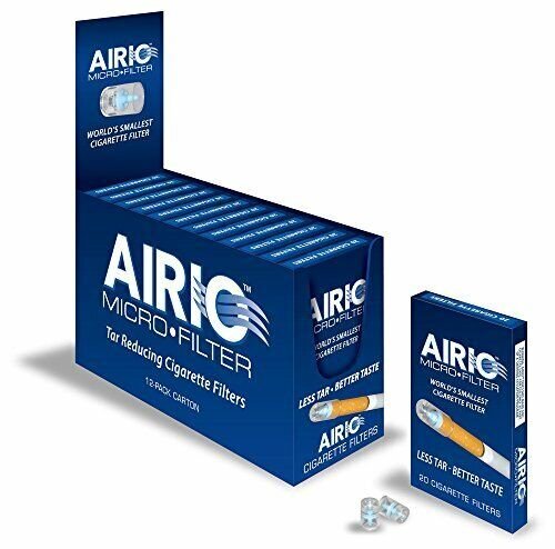 AIRIO Micro Filter Tar Reducing Cigarette Filters, 12-Pack
