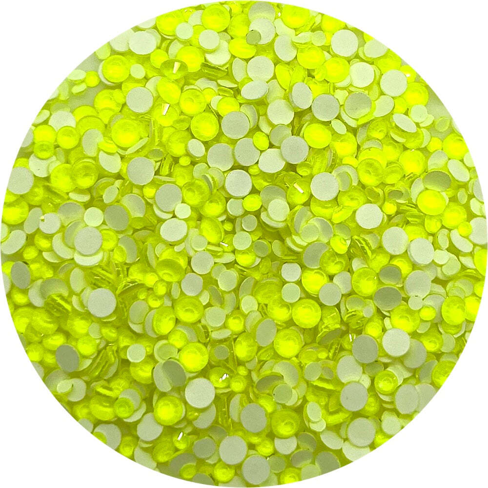 Flat Back Non-Hot Fix Glass Rhinestones - Neon Yellow