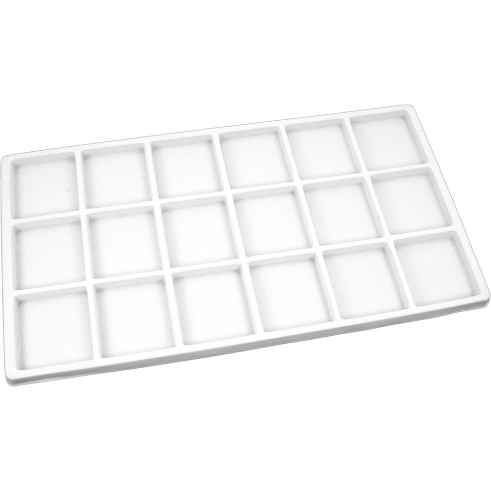 Glass Top Display Case Box White 18 Slot Insert