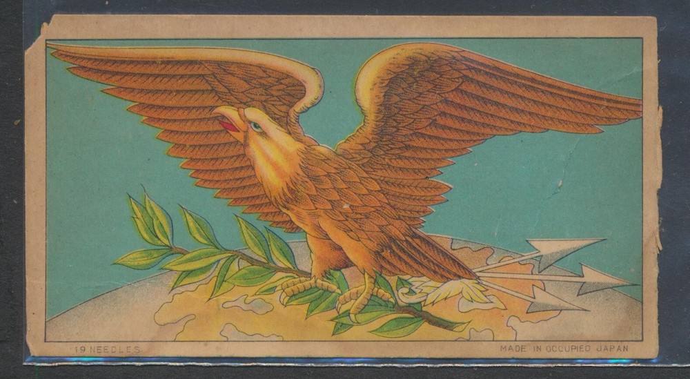 Needle packet Made in Occupied Japan Eagle Olive Branch Arrows