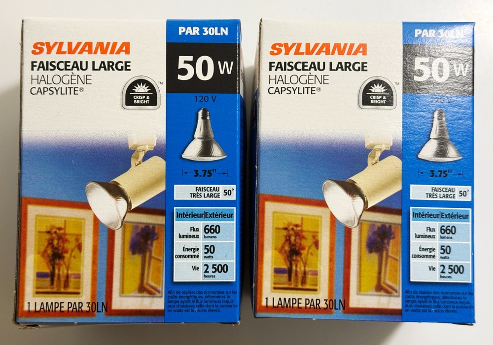 Sylvania Hal 50W Long Neck Flood 50PAR30LN/CAP/SPL/WFL LOT OF 2