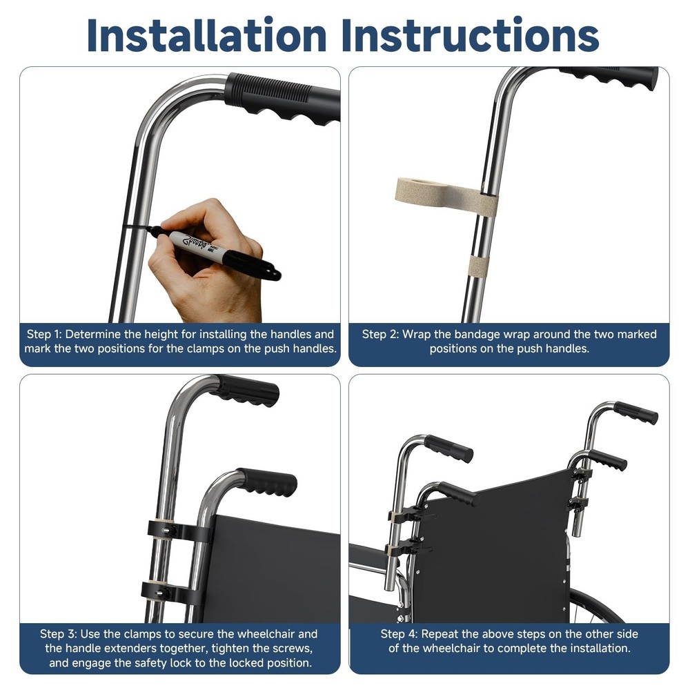 Wheelchair Handle Extenders - Stroller Handle Extender Extension, Fit 1'' to ...