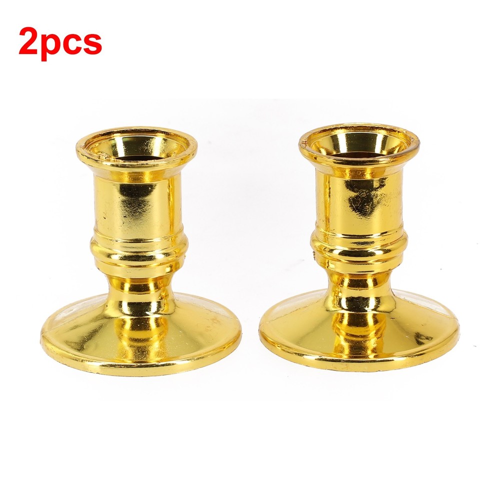 2pcs Gold Plastic Pillar Candle Base Holders For Electronic Candles Accessory