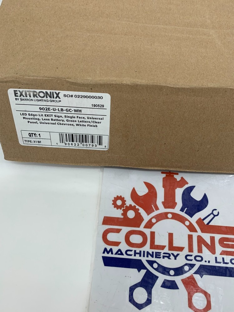 Exitronix 902E-U-LB-GC-WH LED Edge Lit Exit Sign Single Face Green Letters