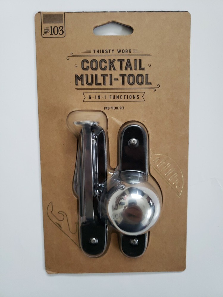 Cocktail Multi-Tool - 6-IN-1 Functions - Two Piece Set - New in Orig Pkg