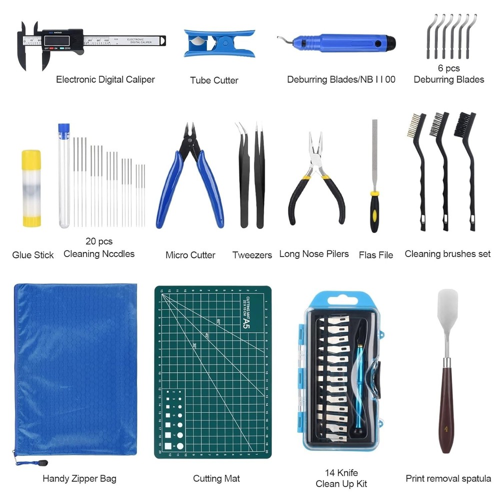 Versatile 3D Printer Toolkit - 55 Pieces for Accurate Print Refinement & Cleanup