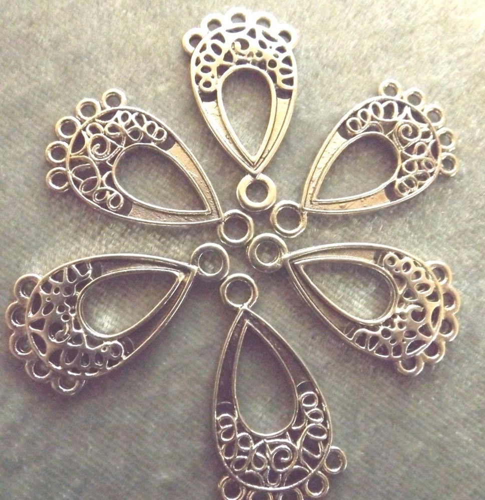 DANGLE EARRING FINDING 28X15 MM TIBETIAN SILVER 12 PIECES