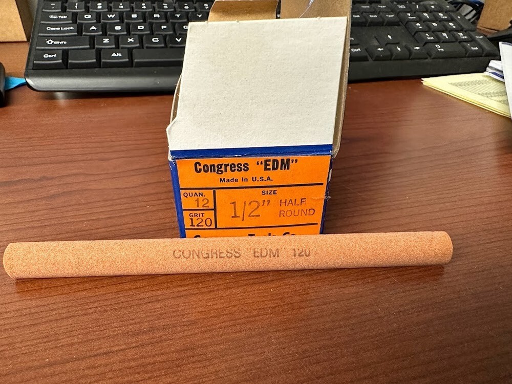 CONGRESS TOOL CO. EDM STONE 1/2" HALF ROUND 120 GRIT