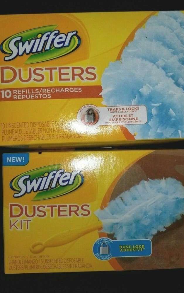 Swiffer  Dusters 1 Short Handle Kit  + 1 Refill Kit, 15 Unscented Refills total