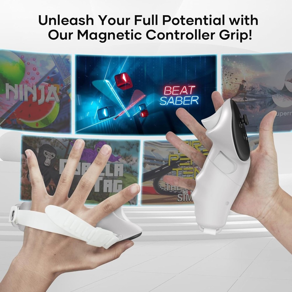 X-SUPER HOME Magnetic Controller Grip Compatible for Meta Quest 3 VR -ST