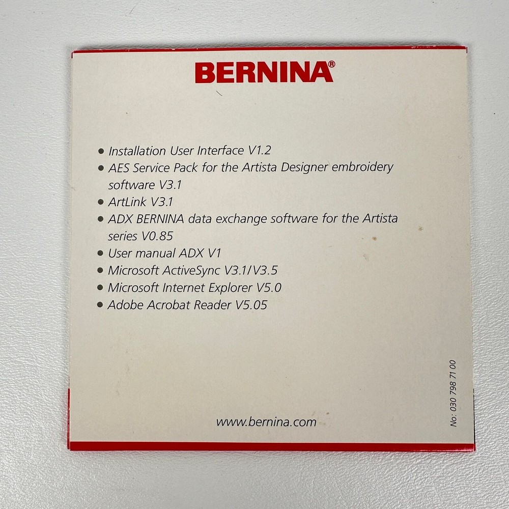 Bernina Artista 185 Data Transfer CD-ROM V1.01 2002